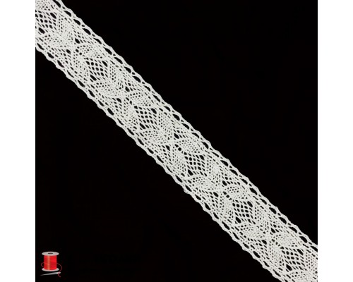 Кружево вязаное хлопковое шир.4,5 см арт.5107-8-2 цв.белый уп.91 м