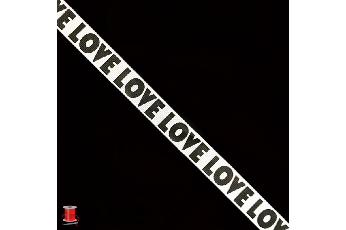 Лента репсовая с надписью (буквами) Love шир.2 см арт.029-20 цв.комбинированный уп.91 м