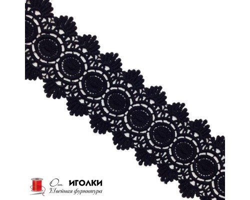 Кружево плетеное шир.6,5 см арт.LT0329-7А цв.черный уп.13,5 м